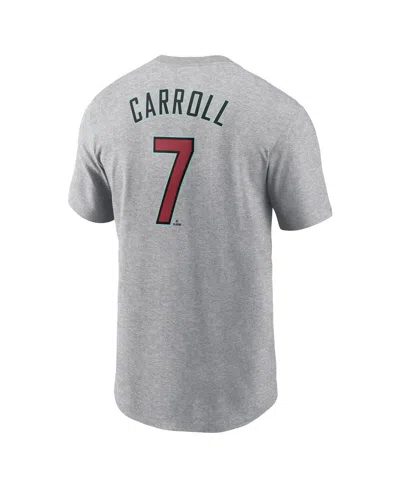 Nike Men's Corbin Carroll Heather Gray Arizona Diamondbacks Fuse Name Number T-shirt In Gray