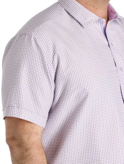 Synrgy By Dxl Big & Tall Microfiber Geometric Print Sport Shirt In Lavender