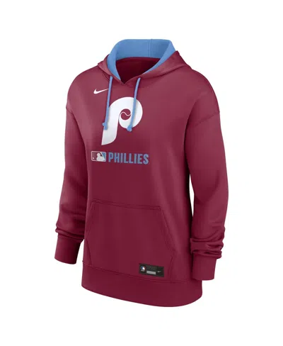 Nike Women's Burgundy Philadelphia Phillies Authentic Collection Lockup Alternate Logo Performance Pullov In Burgundy