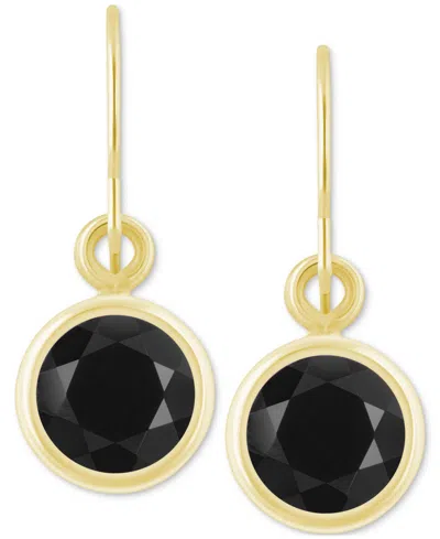 Macy's Created Sapphire Oval Stud Earrings (1-1/2 Ct. T.w.) In 10k Yellow Gold (also In Additional Gemstone In Onyx,gold