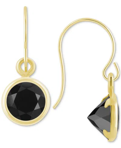Macy's Created Sapphire Oval Stud Earrings (1-1/2 Ct. T.w.) In 10k Yellow Gold (also In Additional Gemstone In Onyx,gold