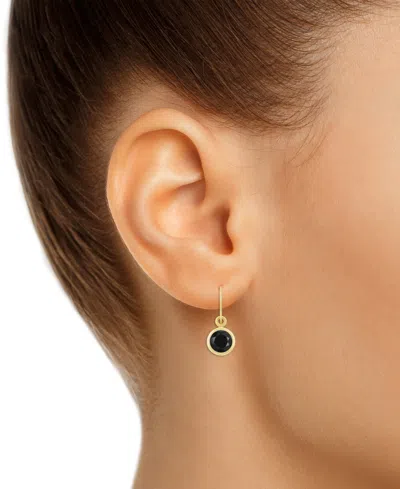 Macy's Created Sapphire Oval Stud Earrings (1-1/2 Ct. T.w.) In 10k Yellow Gold (also In Additional Gemstone In Onyx,gold