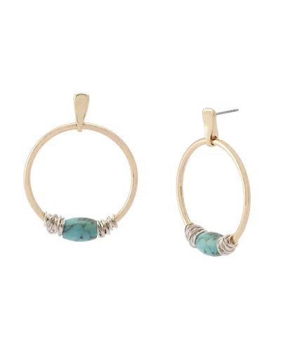 Robert Lee Morris Soho Turquoise Stone Hoop Earrings In Turquoise,gold