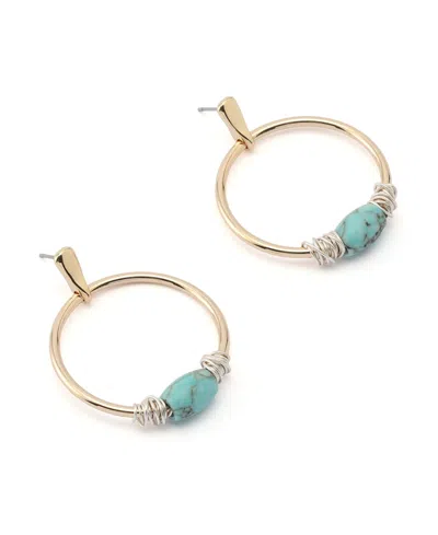Robert Lee Morris Soho Turquoise Stone Hoop Earrings In Turquoise,gold