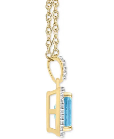 Macy's Lab Created Ruby (2 Ct. T.w.) & Lab Created White Sapphire (1/5 Ct. T.w.) Rectangle Pendant Necklace In Aquamarine,gold