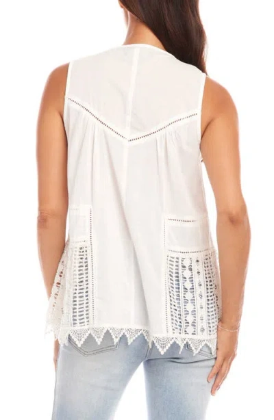 Karen Kane Lace Detail Sleeveless Cotton Top In Off White