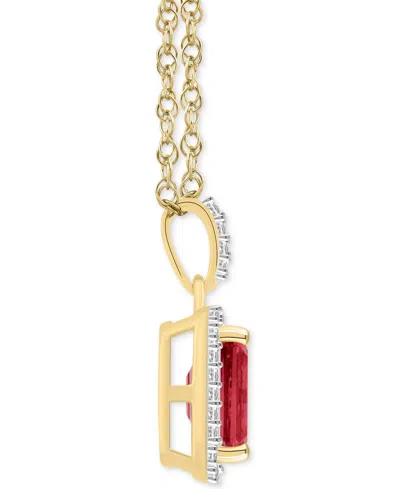 Macy's Lab Created Ruby (2 Ct. T.w.) & Lab Created White Sapphire (1/5 Ct. T.w.) Rectangle Pendant Necklace In Ruby,gold
