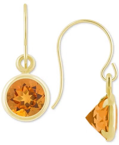 Macy's Created Sapphire Oval Stud Earrings (1-1/2 Ct. T.w.) In 10k Yellow Gold (also In Additional Gemstone In Citrine,gold