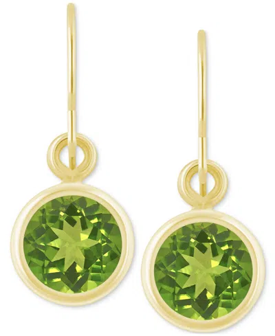 Macy's Created Sapphire Oval Stud Earrings (1-1/2 Ct. T.w.) In 10k Yellow Gold (also In Additional Gemstone In Peridot,gold