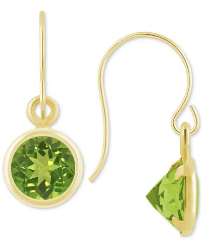 Macy's Created Sapphire Oval Stud Earrings (1-1/2 Ct. T.w.) In 10k Yellow Gold (also In Additional Gemstone In Peridot,gold