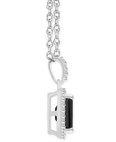 Macy's Lab Created Ruby (2 Ct. T.w.) & Lab Created White Sapphire (1/5 Ct. T.w.) Rectangle Pendant Necklace In Onyx,white Gold