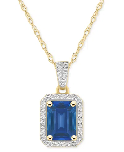 Macy's Lab Created Ruby (2 Ct. T.w.) & Lab Created White Sapphire (1/5 Ct. T.w.) Rectangle Pendant Necklace In Sapphire,gold