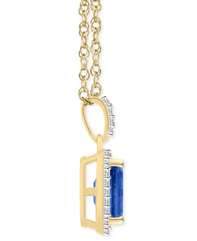 Macy's Lab Created Ruby (2 Ct. T.w.) & Lab Created White Sapphire (1/5 Ct. T.w.) Rectangle Pendant Necklace In Sapphire,gold