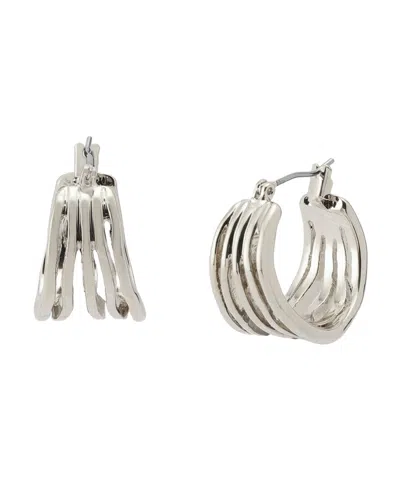 Robert Lee Morris Soho Sculpted Multi Row Huggie Earrings In Silver