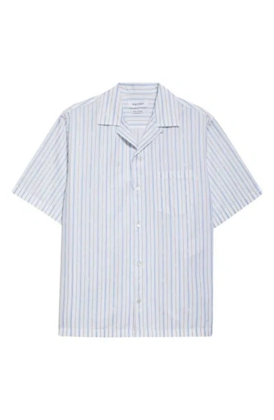 Alexander Mcqueen White & Blue Skull Stripe Shirt In Gray