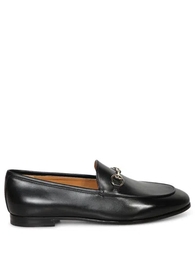 Gucci Polished Black Leather Loafers With Gold-tone Hardware In Black