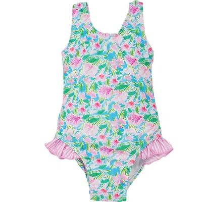 Flap Happy Infant & Toddlers Sun Protective Upf 50+ Delaney Hip Ruffle Swimsuit In Lotus & Lillies