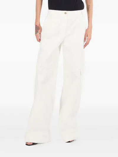 Roberto Cavalli Stretch Cotton Pants With Python Print In Neutrals