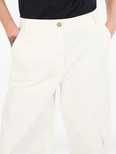 Roberto Cavalli Stretch Cotton Pants With Python Print In Neutrals