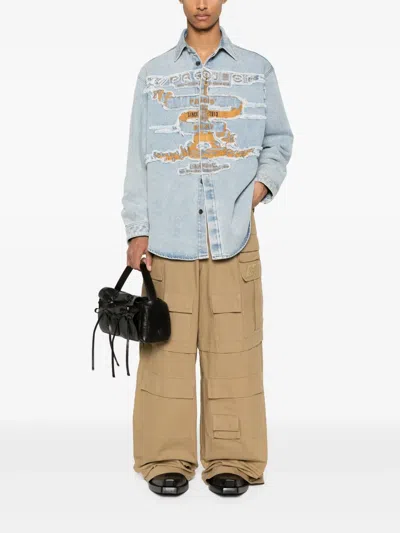 Y/project Light Blue Cotton Denim Jacket In Blue