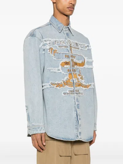 Y/project Light Blue Cotton Denim Jacket In Blue