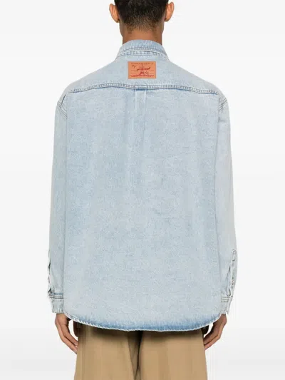 Y/project Light Blue Cotton Denim Jacket In Blue