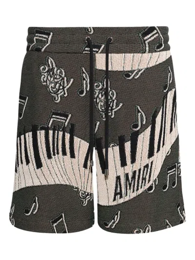 Amiri Piano Keys Tapestry Short Black In Multi