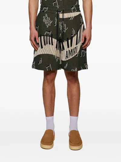 Amiri Piano Keys Tapestry Short Black In Multi