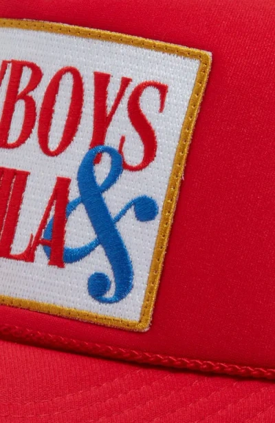 Friday Feelin ' Cowboys & Tequila Patch Trucker Hat In Red