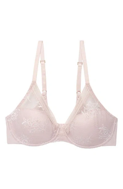 Natori Love Lace Full Cover Bra In Pink Pearl/warm White