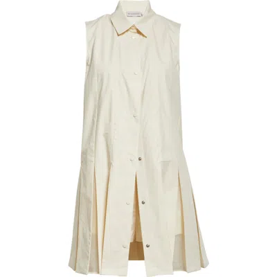 Moncler Cotton And Silk Mini Chemisier Dress In White