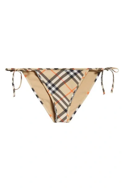 Burberry Signature Check Tie Bikini Bottoms In Sand Ip Check