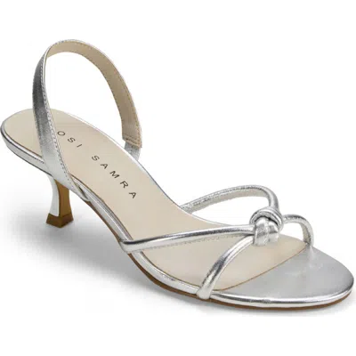 Yosi Samra Kaia Slingback Kitten Heel Sandal In Silver