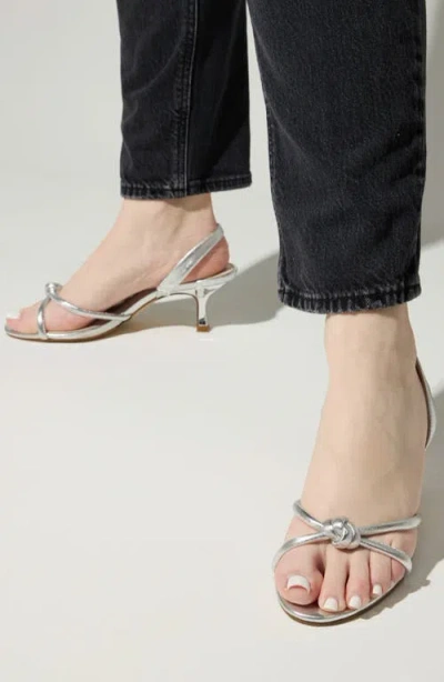 Yosi Samra Kaia Slingback Kitten Heel Sandal In Silver