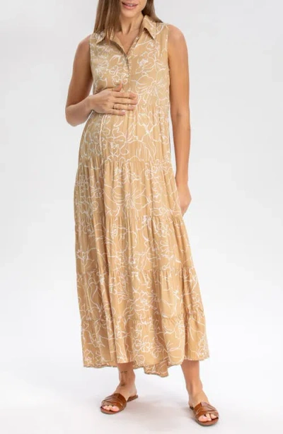 Pietro Brunelli Maternity Button Down Maternity Dress In Brown