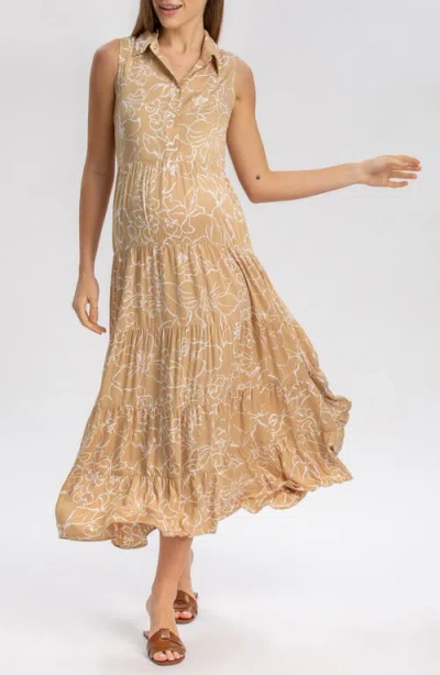 Pietro Brunelli Maternity Button Down Maternity Dress In Brown