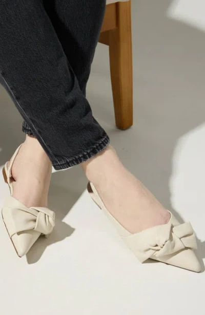 Yosi Samra Violet Half D'orsay Pointed Toe Slingback Flat In Bone