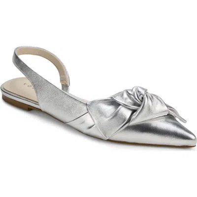 Yosi Samra Violet Half D'orsay Pointed Toe Slingback Flat In Silver