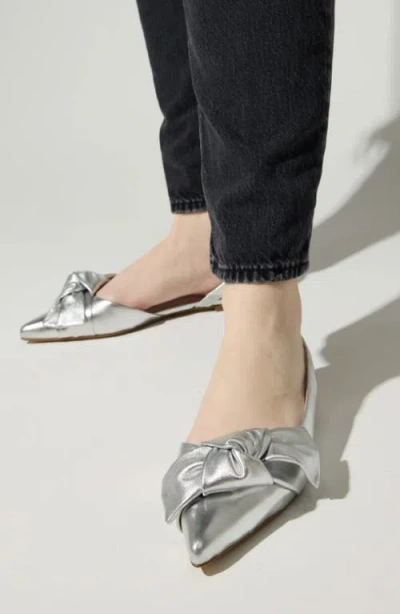 Yosi Samra Violet Half D'orsay Pointed Toe Slingback Flat In Silver