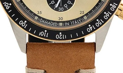 Out Of Order Supervintage Chronograph Leather Strap Watch, 42mm In Gold And Silver