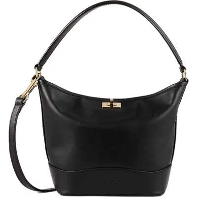 Sandro Womens Black Tangoso Small Suede And Leather Bucket Bag