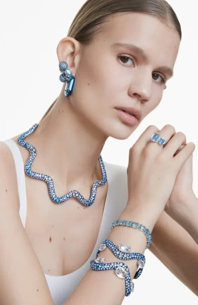 Swarovski Lucent Hoop Earrings In Blue