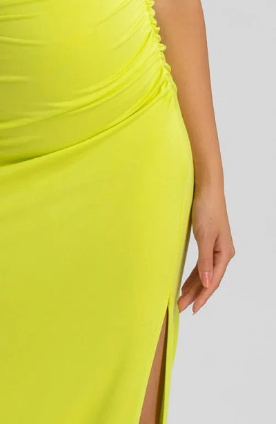 Pietro Brunelli Maternity Maternity Sleeveless Side-ruched Blossom Maxi Split Dress In Lime