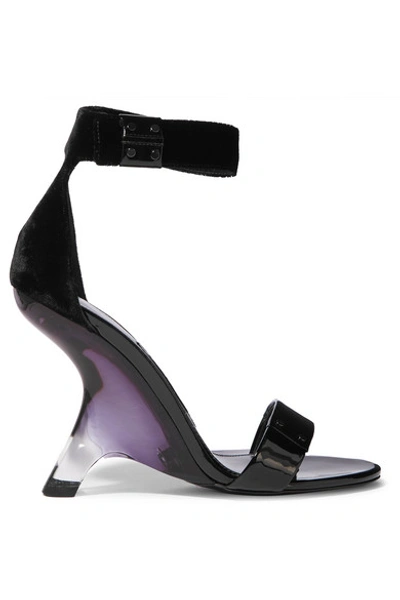 Shop Tom Ford Patent-leather And Velvet Sandals