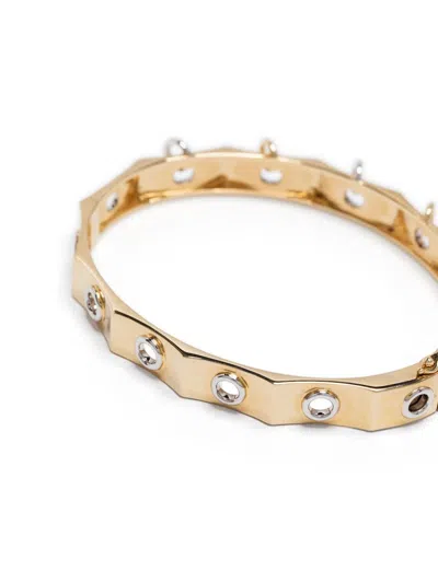 Rainbow K 14k Yellow And White Gold Eyet Diamond Bangle In ゴールドトーン