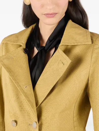 Roberto Cavalli Double-breasted Jacket With Python Pattern In Yellow