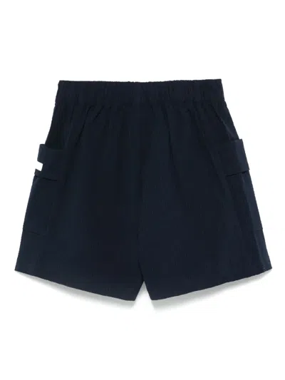 Ea7 Striped Cotton Shorts In Blue