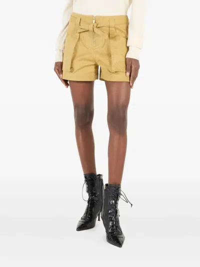 Roberto Cavalli Belted Shorts With Python Print In Neutrals
