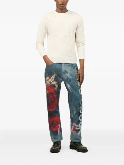 Roberto Cavalli Top With Python Motif In White