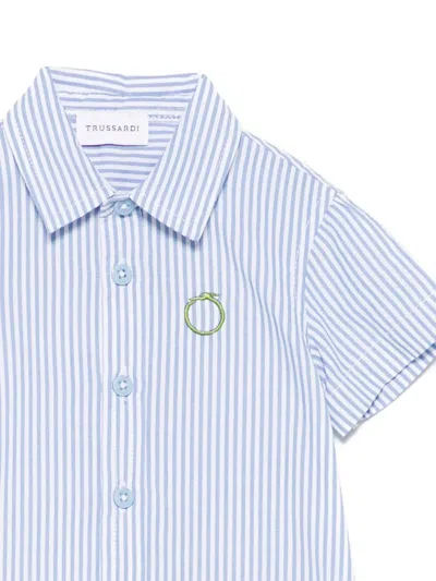Trussardi Junior Striped Shirt In Blue